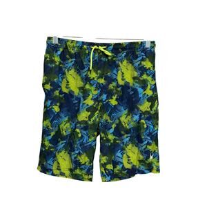 Spyder Boys Swim Trunks XL Green Surf Beach Abstract Tropical Vacation Travel
